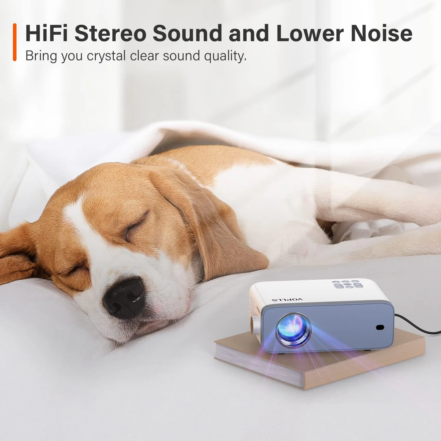 Mini Projector, VOPLLS 1080P Full HD Supported Video Projector, Portable Outdoor Home Theater Movie Projector, 50% Zoom, Compatible With HDMI, USB, AV, Smartphone/Tablet/Laptop/PC/TV Box 6 Mini Projector, VOPLLS 1080P Full HD Supported Video Projector, Portable Outdoor Home Theater Movie Projector, 50% Zoom, Compatible With HDMI, USB, AV, Smartphone/Tablet/Laptop/PC/TV Box - Image 6