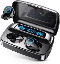 PIFFA Bluetooth Headphones Wireless Earbuds, 132Hr Playtime Sports Ear Buds With 1800mAh Digital Display Charging Case, IPX5 Waterproof Headset With Microphone Cordless Earphone For IPhone Android TV