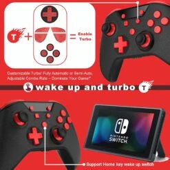GCHT GAMING Switch Controller, Wireless Pro Controller For Switch/Switch Lite/Switch OLED Switch Remote Gamepad With Paddles,One-Key Wakeup, Turbo, Dual Vibration, 6-Axis Gyroscope (Black Red) -Appliantrix Cheap Store 71RUL3GydzL. AC SL1500