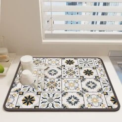 Dish Drying Mat For Kitchen Counter-Coffee Bar Accessories Fit Under Coffee Maker Coffee Machine Coffee Pot Espresso Machine Dish Rack (Yellow Navy Print, 12 X 16 Inch) 12 Dish Drying Mat For Kitchen Counter-Coffee Bar Accessories Fit Under Coffee Maker Coffee Machine Coffee Pot Espresso Machine Dish Rack (Yellow Navy Print, 12 X 16 Inch) -Appliantrix Cheap Store 71TySae9hEL. AC SL1500