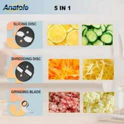 Anatole Commercial Food Processor 20-Cup Electric Vegetable Dicer Chopper 600W 5 In 1 Professional Veggie Shredder Grater Multifunctional Meat Grinder Blender With 5 Stainless Steel Blades 10 Anatole Commercial Food Processor 20-Cup Electric Vegetable Dicer Chopper 600W 5 In 1 Professional Veggie Shredder Grater Multifunctional Meat Grinder Blender With 5 Stainless Steel Blades -Appliantrix Cheap Store 71U qO46jlL. AC SL1500