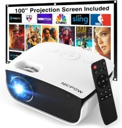 Outdoor Projector, Mini Projector With 100" Screen, 1080P And 240" Supported Movie Projector 7500 L Portable Home Video Projector Compatible With Smartphone/TV Stick/PS5/PC/Laptop