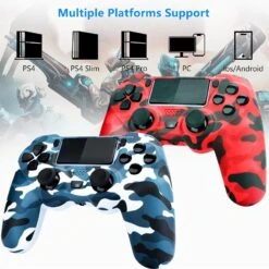 PGYFDAL 2 Pack Wireless Controller For PS4/Pro/PC, Gamepad With USB Cable/1000mAh Battery/Dual Vibration/6-Axis Motion Sensor/3.5mm Audio Jack/Multi Touch Pad/Share Button (Red And Blue) -Appliantrix Cheap Store 71VIC2GQ1XL. AC SL1500