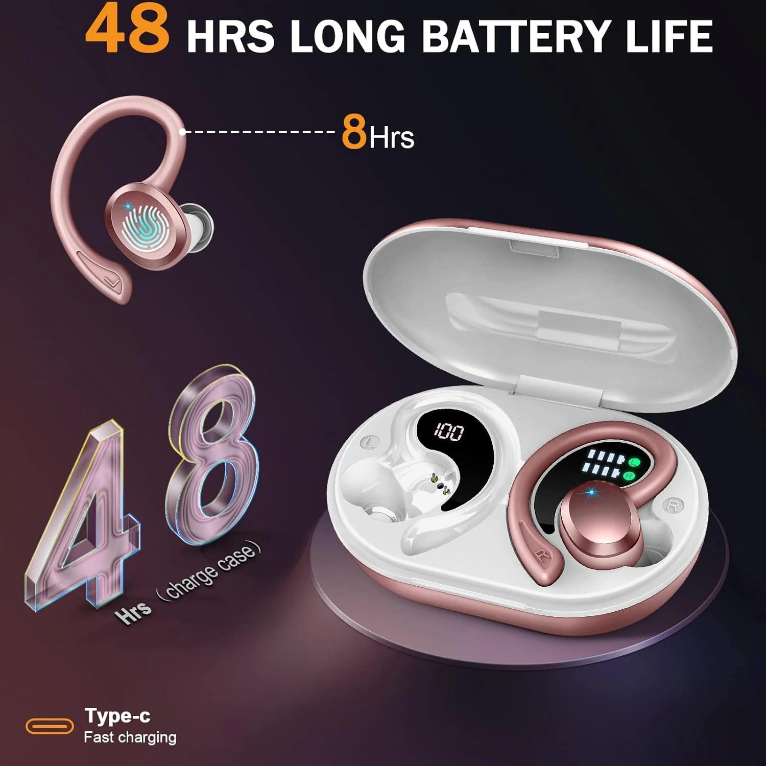 Wireless Earbuds Bluetooth Headphones, Bluetooth 5.3 Earbuds With Immersive HiFi Stereo, 2023 New 48Hrs Wireless Ear Buds Over Ear, HD Mic, Comfortable Sport Earhooks, IP7 Waterproof In Ear Earphones 3 Wireless Earbuds Bluetooth Headphones, Bluetooth 5.3 Earbuds With Immersive HiFi Stereo, 2023 New 48Hrs Wireless Ear Buds Over Ear, HD Mic, Comfortable Sport Earhooks, IP7 Waterproof In Ear Earphones - Image 3
