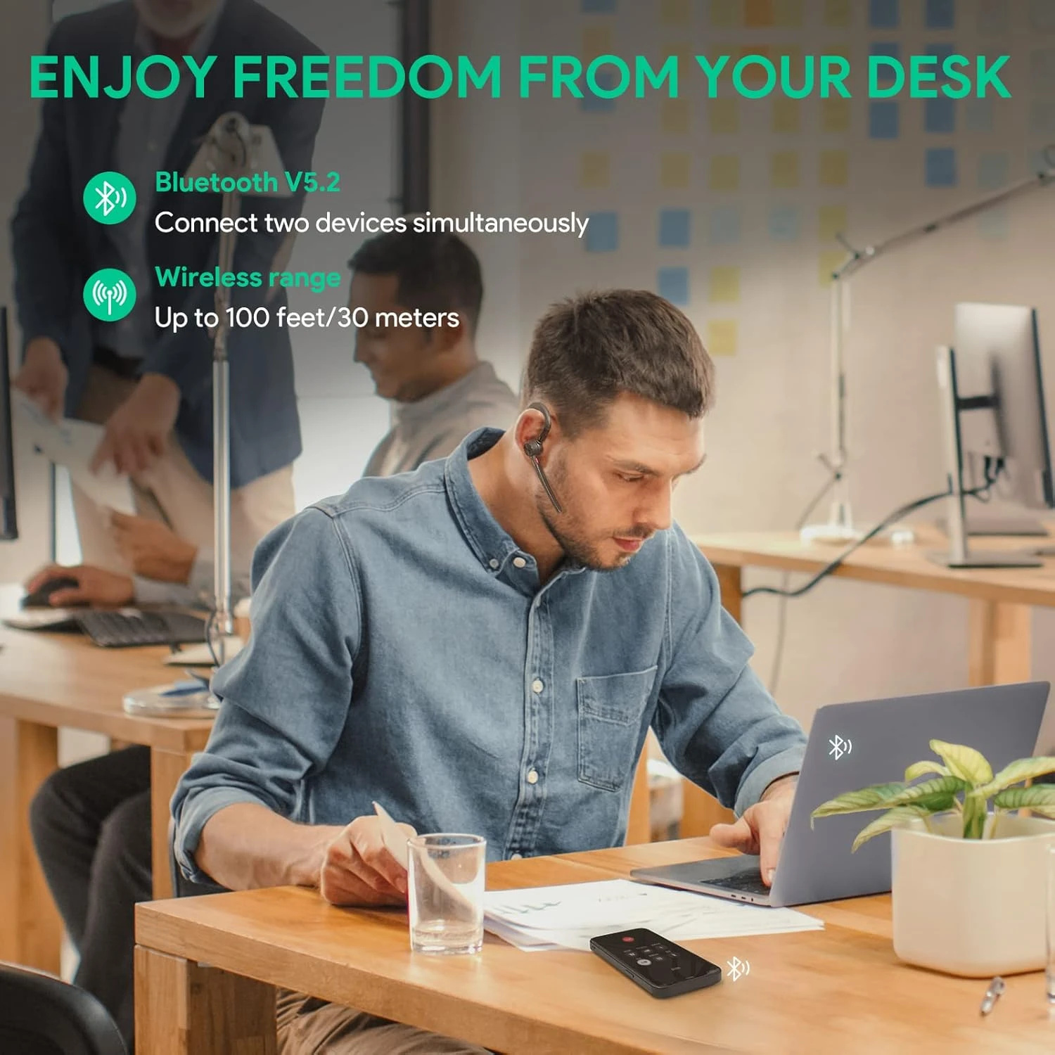 Yealink BH71 Pro Bluetooth Headset Teams Certified, Bluetooth Earpiece With Noise Canceling Mic, Wireless Single Ear Headset With Charging Case, Connect Mobile/Mac/PC(USB-A Bluetooth Adapter Included) 6 Yealink BH71 Pro Bluetooth Headset Teams Certified, Bluetooth Earpiece With Noise Canceling Mic, Wireless Single Ear Headset With Charging Case, Connect Mobile/Mac/PC(USB-A Bluetooth Adapter Included) - Image 6