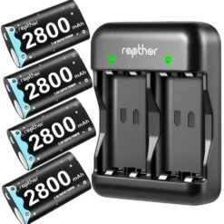 Rapthor 2800mAh Rechargeable Controller Battery Pack For Xbox One/Xbox Series X/Xbox One S/Xbox One X/Xbox One Elite, 4 X 2800 MAh High Power NI-MH Batteries Kit With Charger (4 Batteries+Charger)