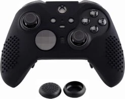 EXtremeRate Black Soft Anti-Slip Silicone Cover Skins, Controller Protective Case For New Xbox One Elite Series 2, Xbox Elite 2 Core With Thumb Grips Analog Caps