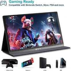 KYY Portable Monitor 15.6inch 1080P FHD USB-C Laptop Monitor HDMI Computer Display HDR IPS Gaming Monitor W/Premium Smart Cover & Screen Protector, Speakers, For Laptop PC MAC Phone PS4 Xbox Switch -Appliantrix Cheap Store 71X1EeCTanL. AC SL1500