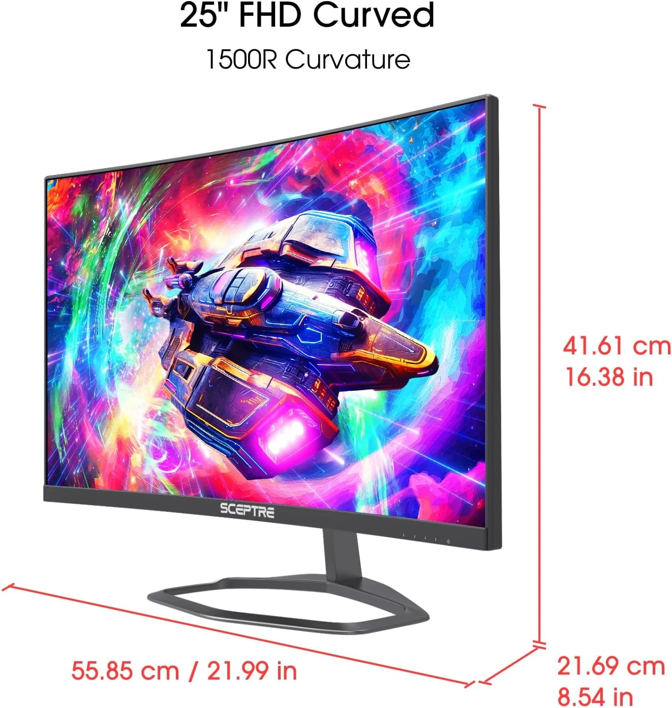 Sceptre Curved 24.5-inch Gaming Monitor Up To 240Hz 1080p R1500 1ms DisplayPort X2 HDMI X2 Blue Light Shift Build-in Speakers, Machine Black 2023 (C255B-FWT240) 5 Sceptre Curved 24.5-inch Gaming Monitor Up To 240Hz 1080p R1500 1ms DisplayPort X2 HDMI X2 Blue Light Shift Build-in Speakers, Machine Black 2023 (C255B-FWT240) - Image 5
