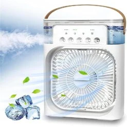 Mini Frost Fan, Mini Portable Air Conditioner Fan, Personal Desk Misting Humidifier Fan,Mini Fan Portable, Mini Air Conditioners Evaporative Air Cooler Rechargeable Fans (White)