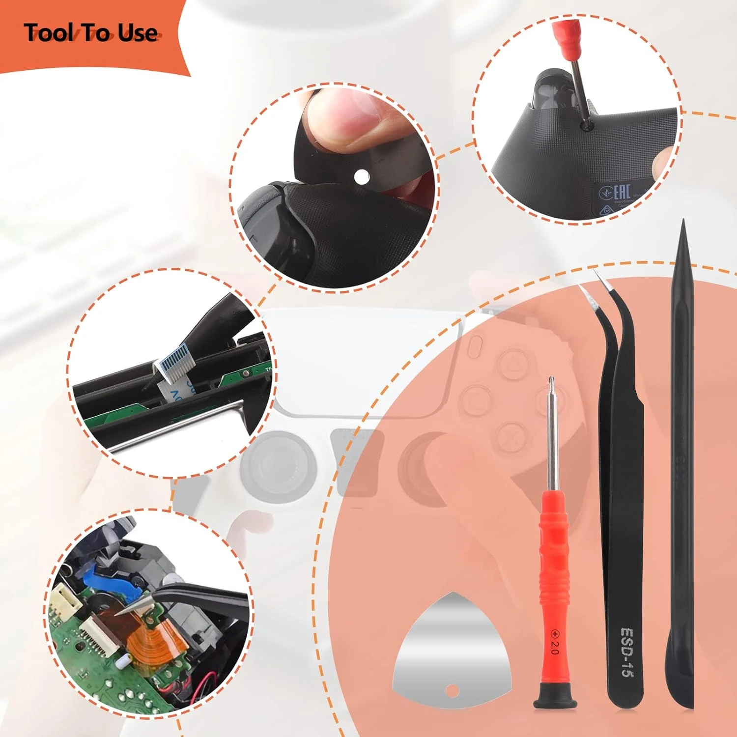 YWLRONG PS5 Microphone Flex Cable For Sony Playstation 5 PS5 BDM-010 Handle Inner Mic Ribbon Cable Controller Replacement With Tools(Lelf And Right) 5 YWLRONG PS5 Microphone Flex Cable For Sony Playstation 5 PS5 BDM-010 Handle Inner Mic Ribbon Cable Controller Replacement With Tools(Lelf And Right) - Image 5