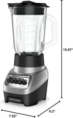 Black & Decker BLACK+DECKER PowerCrush Multi-Function Blender With 6-Cup Glass Jar, 4 Speed Settings, Silver -Appliantrix Cheap Store 71ZlXDxRDIL. AC SL1500