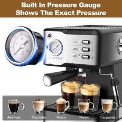 Geek Chef Espresso Machine 20 Bar Pump Pressure Cappuccino Latte Maker Coffee Machine With ESE POD Filter&Milk Frother Steam Wand&Pressure Gauge, 1.5L Water Tank, Stainless Steel -Appliantrix Cheap Store 71a3T qVCYL. AC SL1500