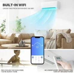 Mollie Wifi Enabled 9000 BTU Split Air Conditioner 115V Wall Mounted AC/Heating System, 22 SEER2, Heat Pump & Washable Filter & Installation Kits - Cools Rooms Up To 400 Sq. Ft -Appliantrix Cheap Store 71a5dw92dnL. AC SL1500