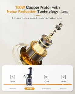 Cold Press Juicer, FEZEN Small Masticating Juicer For Fruits And Vegetables, Powerful Juice Extractor Machine With Compact Size And Space-Saving Feature, Very Easy To Clean (Updated) -Appliantrix Cheap Store 71aL5njvXnL. AC SL1500