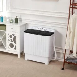 Spurgehom Mini Twin Tub Portable Washing Machine, 20 Lbs Large Capacity Washer And Dryer Combo For RV Camping, Apartment, Dormitory, Home, Washing Machine For Students & Tenants，Black -Appliantrix Cheap Store 71bfhkLVnRL. AC SL1500