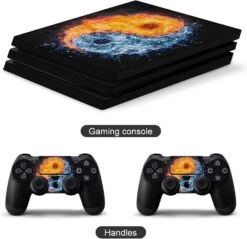 Fire And Water-Yin Yang Sticker Skin For PS-4 Slim Console And Controller Full Wrap Skin Protector Cover Compatible With PS-4 Pro -Appliantrix Cheap Store 71cF6E86TlL. AC SL1500