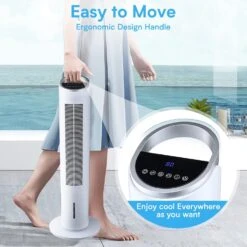 Trustech Evaporative Cooler - 40" Portable Air Cooler With 70° Oscillating & Humidifying, 3 Speeds & 3 Modes, 8H Timer, Cooling Tower Fan With Remote,2 Ice Boxes, Quiet Swamp Cooler For Rooms, Office -Appliantrix Cheap Store 71cN9NFdUgL. AC SL1500