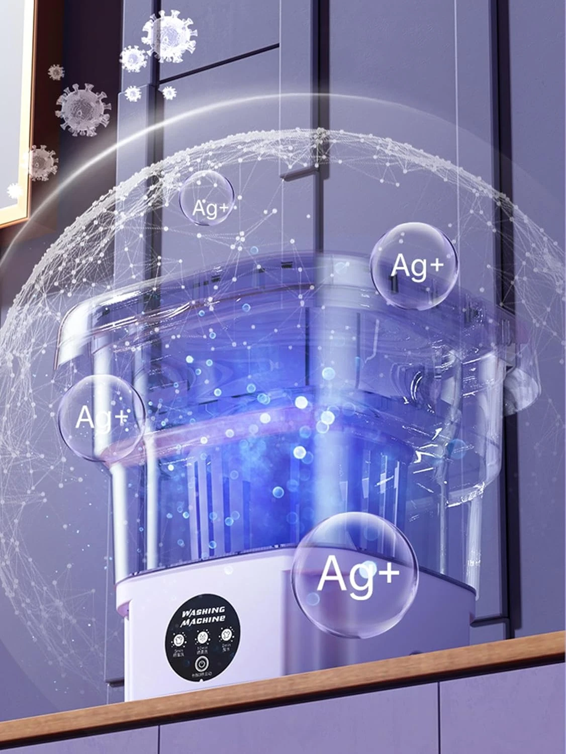 Wakatipu Foldable Washing Machine, 8L High Capacity Mini Washer, With 3 Modes Deep Cleaning,Half Automatic Small Washer For Baby Clothes Underwear Or Small Items,RV Travel Laundry (ABS Purple) 4 Wakatipu Foldable Washing Machine, 8L High Capacity Mini Washer, With 3 Modes Deep Cleaning,Half Automatic Small Washer For Baby Clothes Underwear Or Small Items,RV Travel Laundry (ABS Purple) - Image 4