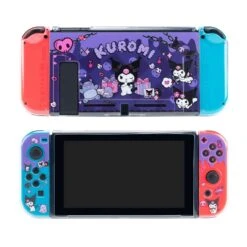Eamily Cute Kuromi Case Compatible With Nintendo Switch, Dockable Case Cover, Ergonomic Soft TPU Grip Case For Joycon, Sparkle Skin Set