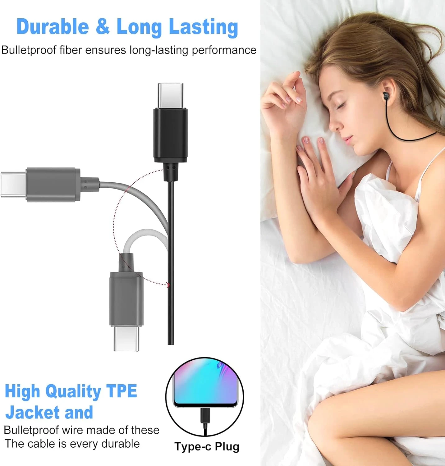 MAXROCK USB C Headphones For Samsung S22, Wired Type C Earphones With Microphone, Noise Isolation In-Ear Earbuds Headset For Galaxy S21 FE A53 Flip 4 Note 20 OnePlus 9 Pixel 6 5 For MacBook Pro 6 MAXROCK USB C Headphones For Samsung S22, Wired Type C Earphones With Microphone, Noise Isolation In-Ear Earbuds Headset For Galaxy S21 FE A53 Flip 4 Note 20 OnePlus 9 Pixel 6 5 For MacBook Pro - Image 6