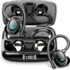 Wireless Earbud NEW Bluetooth 5.3 Headphones Sport Earphones 48H Playtime Ear Buds With ENC Mic LED Display, Stereo Noise Cancelling Earbud Over-Ear Buds Earhook IP7 Waterproof Headset For Running Gym