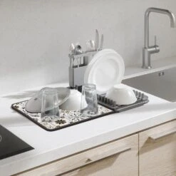 Dish Drying Mat For Kitchen Counter-Coffee Bar Accessories Fit Under Coffee Maker Coffee Machine Coffee Pot Espresso Machine Dish Rack (Yellow Navy Print, 12 X 16 Inch) 13 Dish Drying Mat For Kitchen Counter-Coffee Bar Accessories Fit Under Coffee Maker Coffee Machine Coffee Pot Espresso Machine Dish Rack (Yellow Navy Print, 12 X 16 Inch) -Appliantrix Cheap Store 71e7FMAW42L. AC SL1500