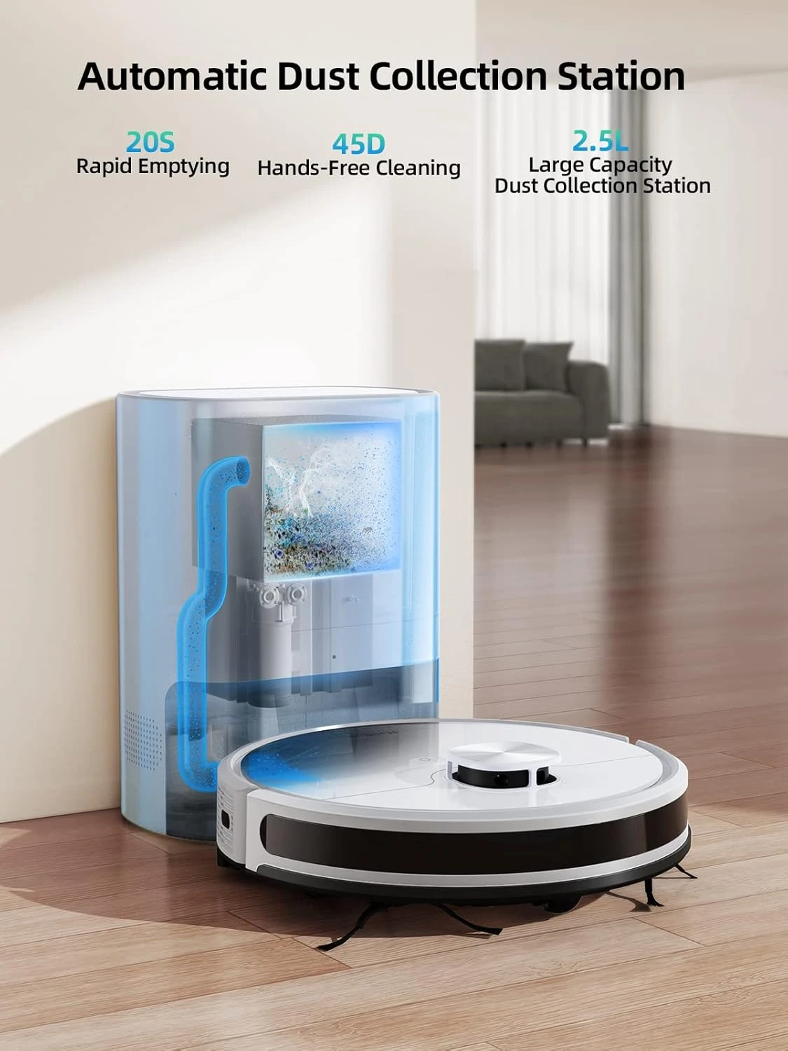 HONITURE Robot Vacuum And Mop Combo, Self Emptying Robotic Vacuum With Lidar Navigation, Smart App Mapping, 3500Pa Suction, Ideal For Pet Hair Carpet Hard Floor,Q6 SE 2 HONITURE Robot Vacuum And Mop Combo, Self Emptying Robotic Vacuum With Lidar Navigation, Smart App Mapping, 3500Pa Suction, Ideal For Pet Hair Carpet Hard Floor,Q6 SE - Image 2