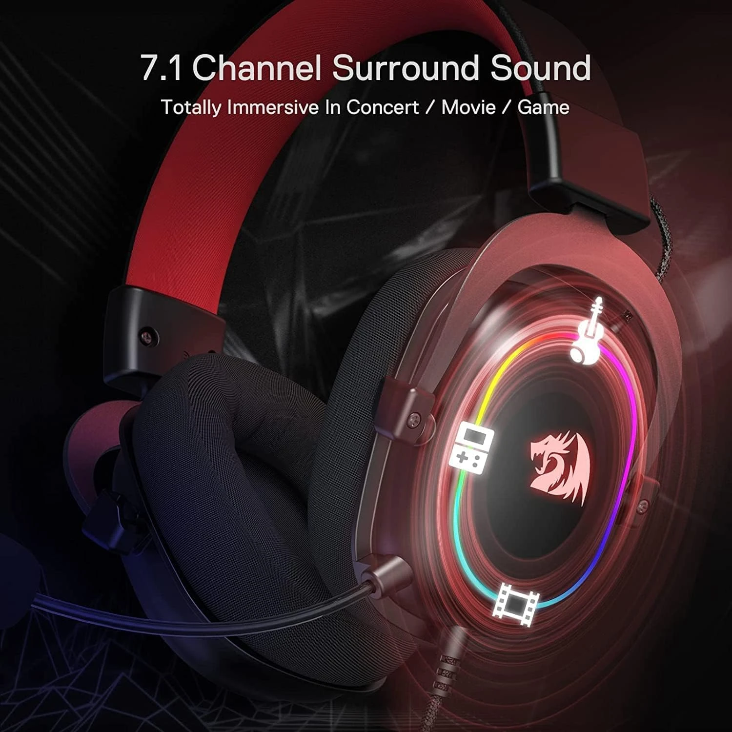 Redragon H510 Zeus-X RGB Wired Gaming Headset - 7.1 Surround Sound - 53MM Audio Drivers In Memory Foam Ear Pads W/Durable Fabric Cover- Multi Platforms Headphone - USB Powered For PC/PS4/NS 3 Redragon H510 Zeus-X RGB Wired Gaming Headset - 7.1 Surround Sound - 53MM Audio Drivers In Memory Foam Ear Pads W/Durable Fabric Cover- Multi Platforms Headphone - USB Powered For PC/PS4/NS - Image 3