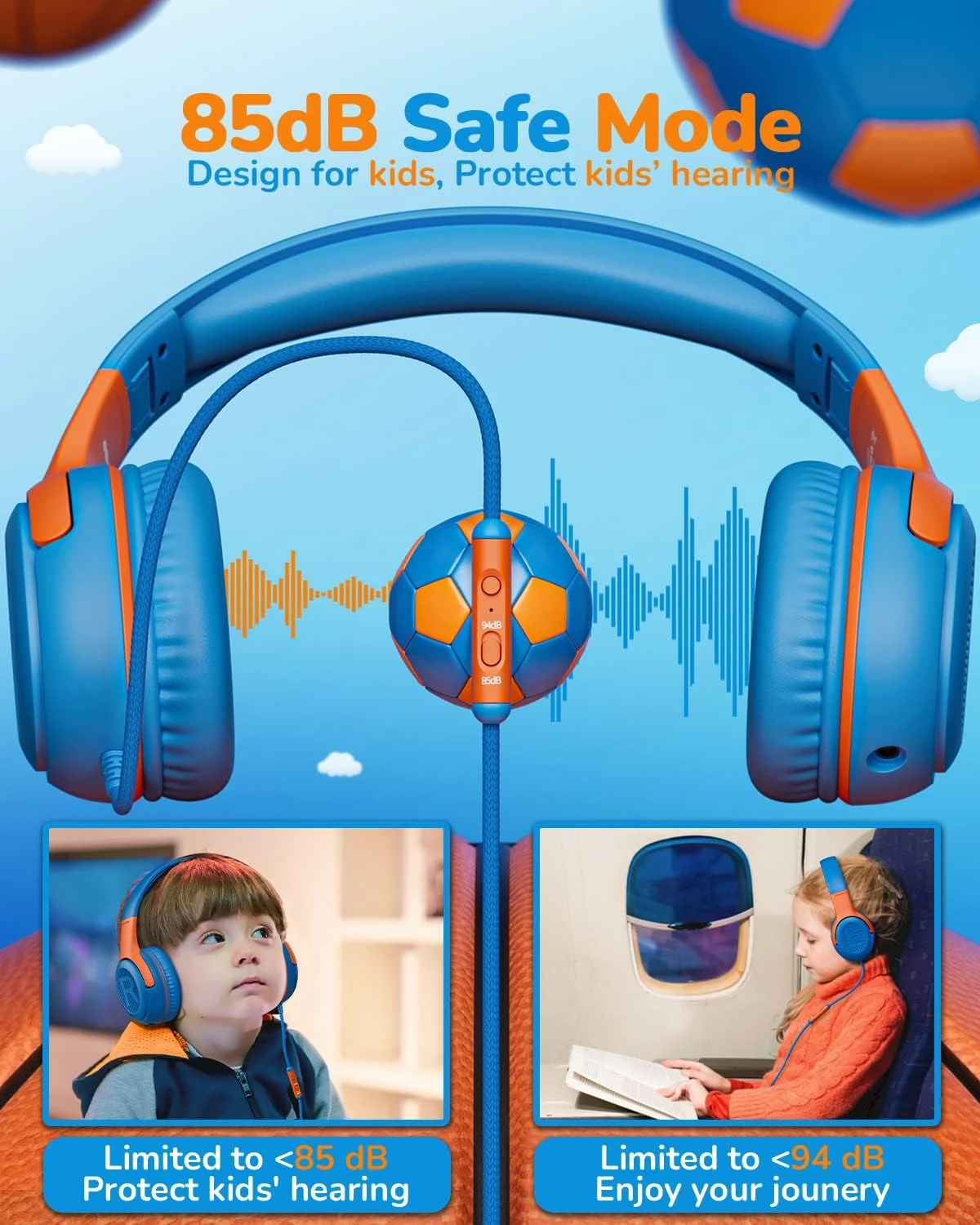 Awatrue Kids Headphones Wired Toddler Headphones With Microphone, Over-Ear Headphones, 85/94dB Volume-Limiting, 3.5mm Jack, Foldable On-Ear Design - Safe & Comfortable For Learning & Entertainment 2 Awatrue Kids Headphones Wired Toddler Headphones With Microphone, Over-Ear Headphones, 85/94dB Volume-Limiting, 3.5mm Jack, Foldable On-Ear Design - Safe & Comfortable For Learning & Entertainment - Image 2