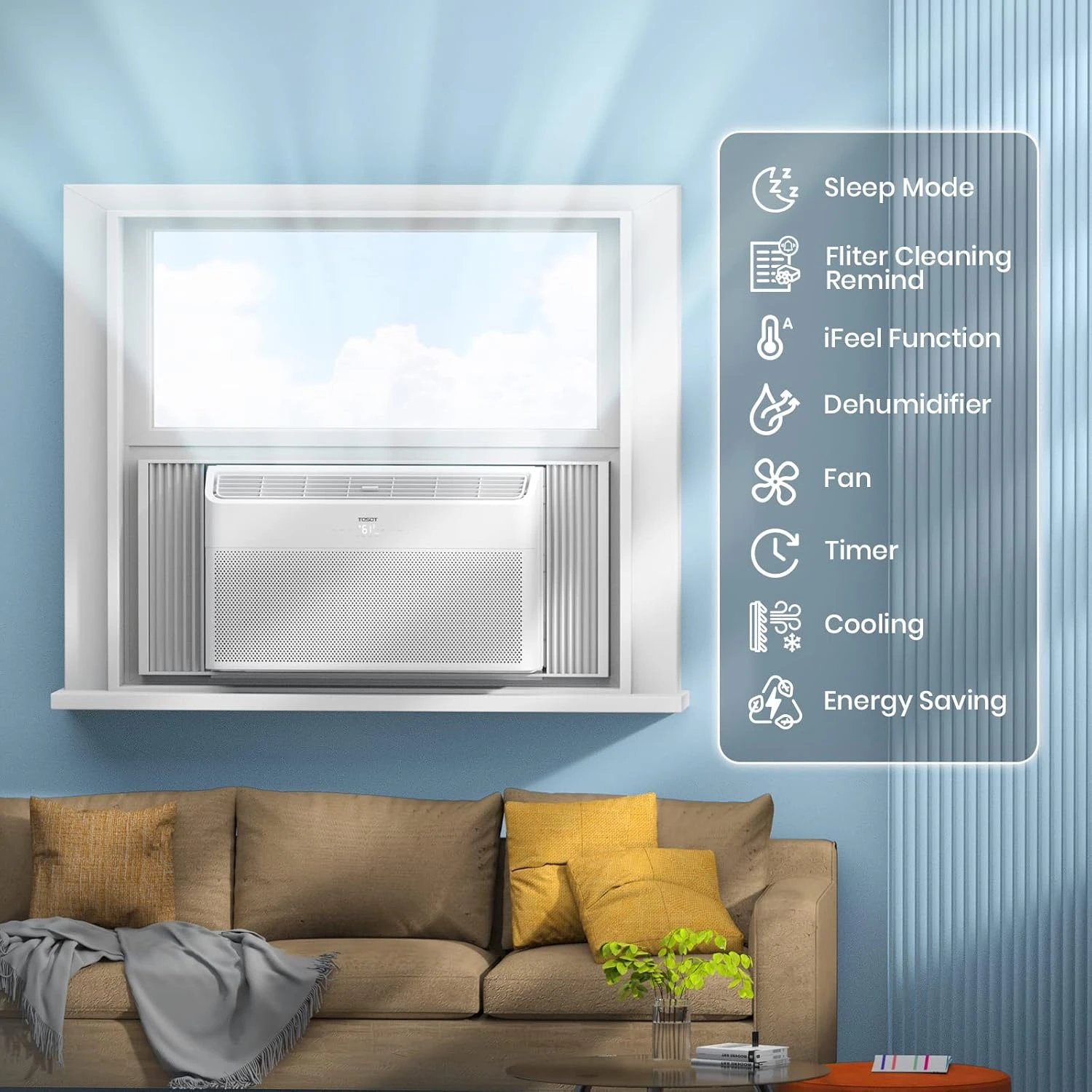 TOSOT 8,000 BTU Window Air Conditioner - Quiet Operation, Energy Star, And Remote Control- Window Mounting AC Unit Fast Cooling For Spaces Up To 350 Sq. Ft. Tranquility Series 7 TOSOT 8,000 BTU Window Air Conditioner - Quiet Operation, Energy Star, And Remote Control- Window Mounting AC Unit Fast Cooling For Spaces Up To 350 Sq. Ft. Tranquility Series - Image 7