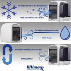 Ultimaxx CORDLESS, Portable Mini Air Conditioner 4-Pack. 3 Speeds (lasts Up To 8 Hours) - 2022 Personal Air Conditioner Is Whisper-Quiet & Doubles As A Humidifier For Bedroom, Desk, Camping & More -Appliantrix Cheap Store 71hnmQyuELL. AC SL1500