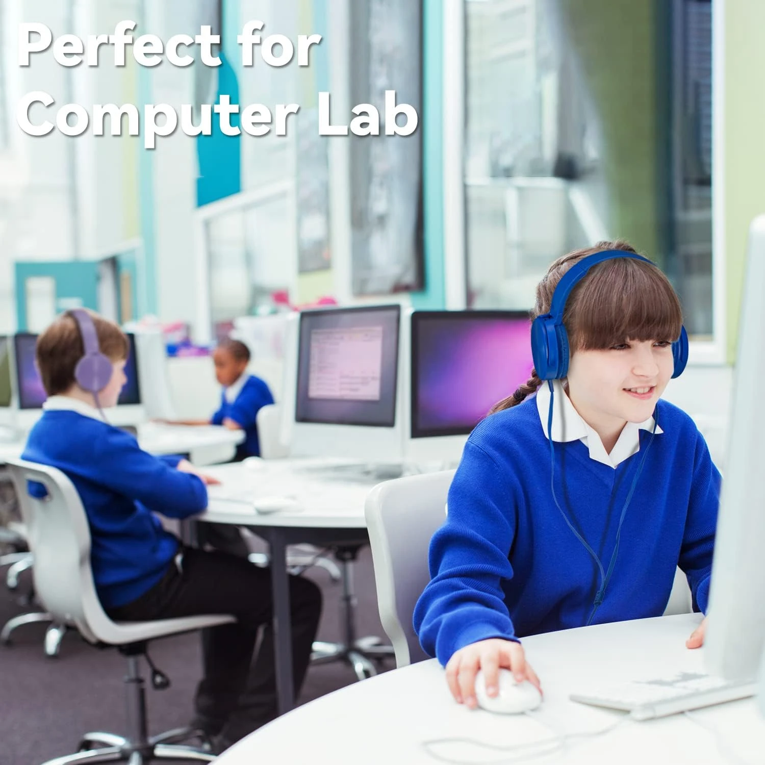 Wensdo 6 Pack Kids Headphones Bulk For School Classroom Students Wired Headsets, Durable Earphones For Children, Library Airplane Online Learning And Travel (6 Mixed Colors) 5 Wensdo 6 Pack Kids Headphones Bulk For School Classroom Students Wired Headsets, Durable Earphones For Children, Library Airplane Online Learning And Travel (6 Mixed Colors) - Image 5