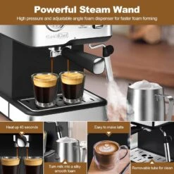 Geek Chef Espresso Machine 20 Bar Pump Pressure Cappuccino Latte Maker Coffee Machine With ESE POD Filter&Milk Frother Steam Wand&Pressure Gauge, 1.5L Water Tank, Stainless Steel -Appliantrix Cheap Store 71iPMVjcnAL. AC SL1500