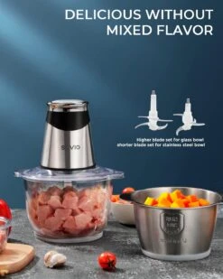 Syvio Food Processors With 2 Bowls, Meat Grinder 4 Bi-Level Blades, Mini Electric Food Chopper 400W, For Baby Food, Meat, Onion, Vegetables, 2 Speed, 8 Cup And 5 Cup 10 Syvio Food Processors With 2 Bowls, Meat Grinder 4 Bi-Level Blades, Mini Electric Food Chopper 400W, For Baby Food, Meat, Onion, Vegetables, 2 Speed, 8 Cup And 5 Cup -Appliantrix Cheap Store 71irv25j 5L. AC SL1500