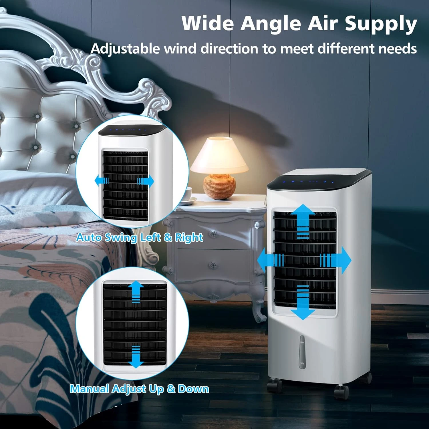 PETSITE Evaporative Air Cooler, Cold Air Cooling Fan With Remote Control, 3 Modes, 3 Speeds, 2 Ice Packs, 7.5H Timer, Portable Air Conditioner Windowless, Personal Swamp Cooler For Bedroom Home Dorm 3 PETSITE Evaporative Air Cooler, Cold Air Cooling Fan With Remote Control, 3 Modes, 3 Speeds, 2 Ice Packs, 7.5H Timer, Portable Air Conditioner Windowless, Personal Swamp Cooler For Bedroom Home Dorm - Image 3