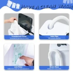 HABUTWAY Portable Washing Machine 17.6Lbs Capacity Washer And Dryer Combo 2 In 1 Mini Compact Twin Tub Washing Machine Laundry Washer(11Lbs) & Spinner(6.6Lbs) With Built-in Gravity Drain Pump,Low Noise And Easy Store For Apartment,Dorms,RV Camping (black+white) -Appliantrix Cheap Store 71kptrD8yHL. AC SL1500