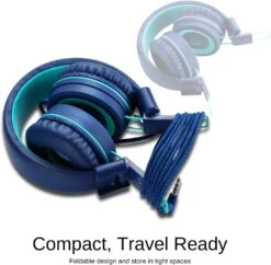 Kids Headphones - Noot Products K11 Foldable Stereo Tangle-Free 3.5mm Jack Wired Cord On-Ear Headset For Children/Teens/Boys/Girls/Smartphones/School/Kindle/Airplane Travel/Plane/Tablet (Navy/Teal) -Appliantrix Cheap Store 71lZehbKdXL. AC SL1500