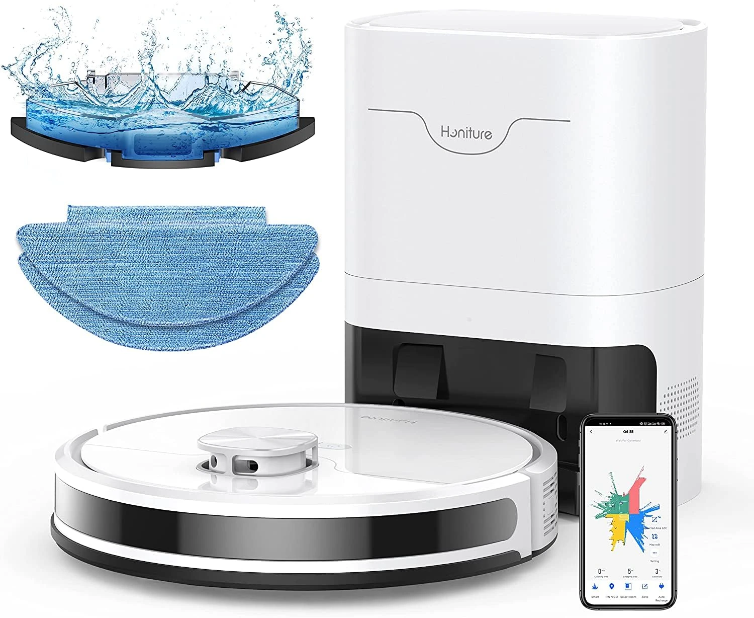 HONITURE Robot Vacuum And Mop Combo, Self Emptying Robotic Vacuum With Lidar Navigation, Smart App Mapping, 3500Pa Suction, Ideal For Pet Hair Carpet Hard Floor,Q6 SE 1 HONITURE Robot Vacuum And Mop Combo, Self Emptying Robotic Vacuum With Lidar Navigation, Smart App Mapping, 3500Pa Suction, Ideal For Pet Hair Carpet Hard Floor,Q6 SE