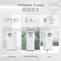 TOSOT 8,000 BTU Air Conditioner Easier To Install, Quiet And 3-in-1 Portable AC, Dehumidifier, Fan For Rooms Up To 250 Sq Ft, Aovia Series, White 11 TOSOT 8,000 BTU Air Conditioner Easier To Install, Quiet And 3-in-1 Portable AC, Dehumidifier, Fan For Rooms Up To 250 Sq Ft, Aovia Series, White -Appliantrix Cheap Store 71m6E3HRTNS. AC SL1500