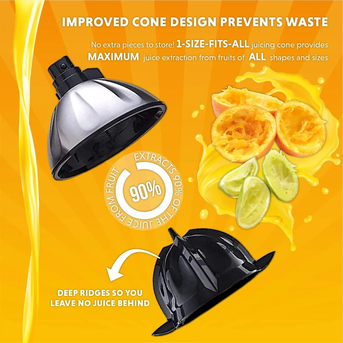 Eurolux Electric Citrus Juicer Squeezer, For Orange, Lemon, Grapefruit, Stainless Steel 160 Watts Of Power Soft Grip Handle And Cone Lid For Easy Use (ELCJ-1700S) 6 Eurolux Electric Citrus Juicer Squeezer, For Orange, Lemon, Grapefruit, Stainless Steel 160 Watts Of Power Soft Grip Handle And Cone Lid For Easy Use (ELCJ-1700S) - Image 6