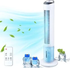 Trustech Evaporative Cooler - 40" Portable Air Cooler With 70° Oscillating & Humidifying, 3 Speeds & 3 Modes, 8H Timer, Cooling Tower Fan With Remote,2 Ice Boxes, Quiet Swamp Cooler For Rooms, Office