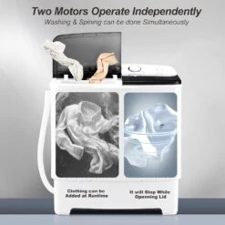 Spurgehom Mini Twin Tub Portable Washing Machine, 20 Lbs Large Capacity Washer And Dryer Combo For RV Camping, Apartment, Dormitory, Home, Washing Machine For Students & Tenants，Black -Appliantrix Cheap Store 71oCTQlILpL. AC SL1500