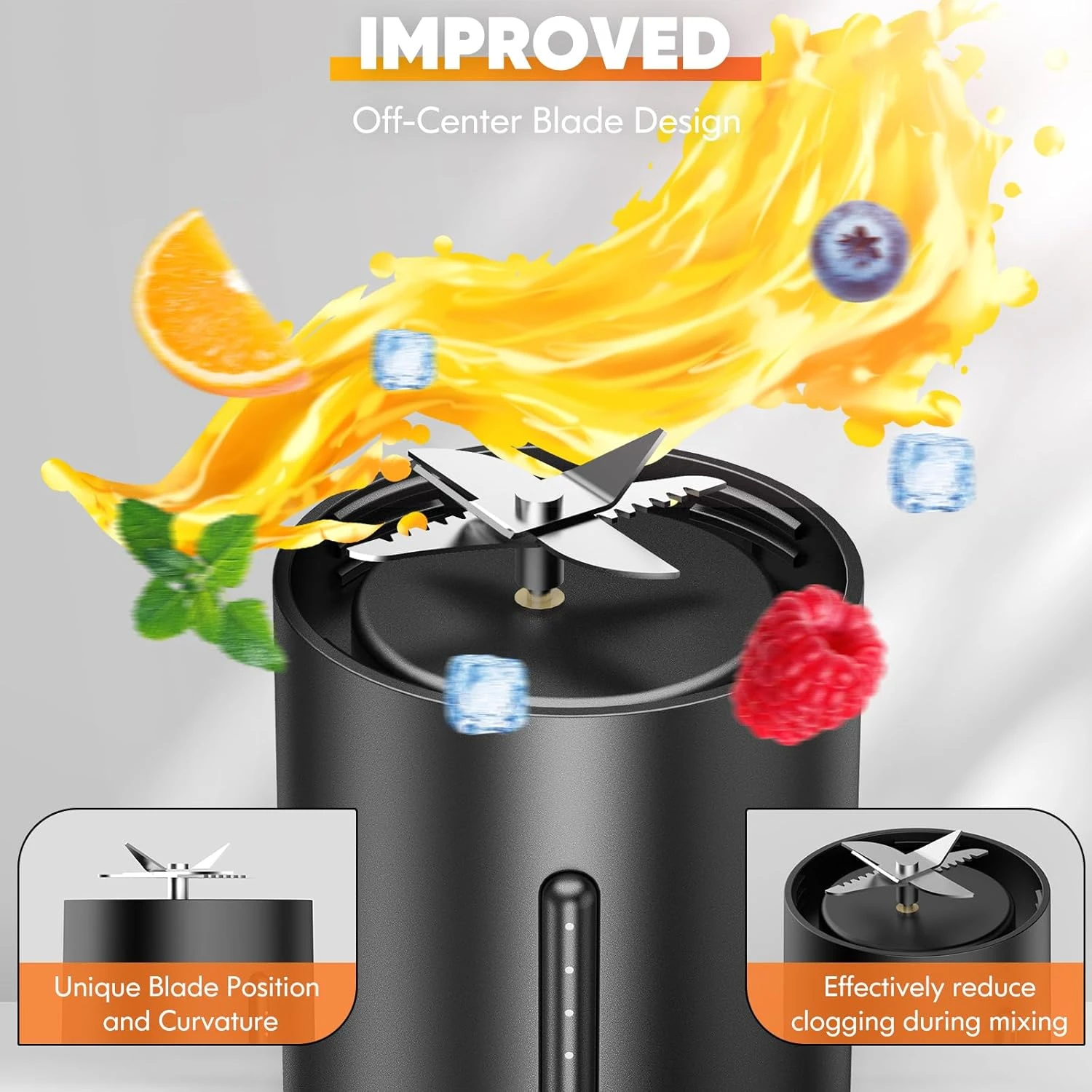 Portable Blender, Owaylon Personal Size Blender For Shakes And Smoothies With 6 Ultra Sharp Blades, 16 Oz Mini Blender USB Rechargeable Magnetic For Travel/Picnic/Office/Gym(Black) 5 Portable Blender, Owaylon Personal Size Blender For Shakes And Smoothies With 6 Ultra Sharp Blades, 16 Oz Mini Blender USB Rechargeable Magnetic For Travel/Picnic/Office/Gym(Black) - Image 5