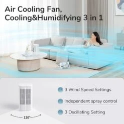 JISULIFE Air Water Cooling Fan, Desk Air Conditioner Fan With 3 Speed Setting 3 Oscillation, Personal Air Cooler With 1.1L Water Tank, Evaporative Cooler & Humidifier For Home, Office, Sleep, Exercise 8 JISULIFE Air Water Cooling Fan, Desk Air Conditioner Fan With 3 Speed Setting 3 Oscillation, Personal Air Cooler With 1.1L Water Tank, Evaporative Cooler & Humidifier For Home, Office, Sleep, Exercise -Appliantrix Cheap Store 71pEnXeWIeL. AC SL1500