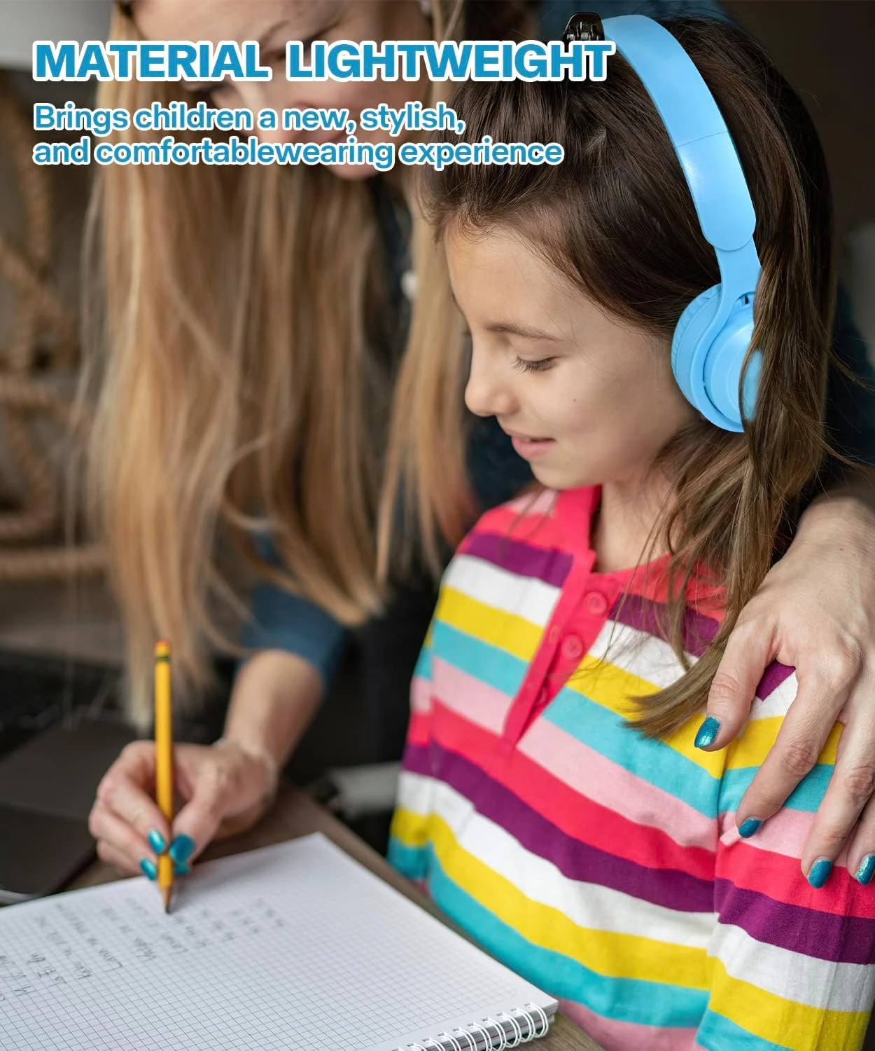 Kids Bluetooth Headphones, Wireless Headphones For Kids With Built-in Microphone, Over Ear Foldable Stereo-Bass Aux 3.5mm Cord, Wireless Bluetooth Headsets For Children Boys Girls School (Blue) 6 Kids Bluetooth Headphones, Wireless Headphones For Kids With Built-in Microphone, Over Ear Foldable Stereo-Bass Aux 3.5mm Cord, Wireless Bluetooth Headsets For Children Boys Girls School (Blue) - Image 6