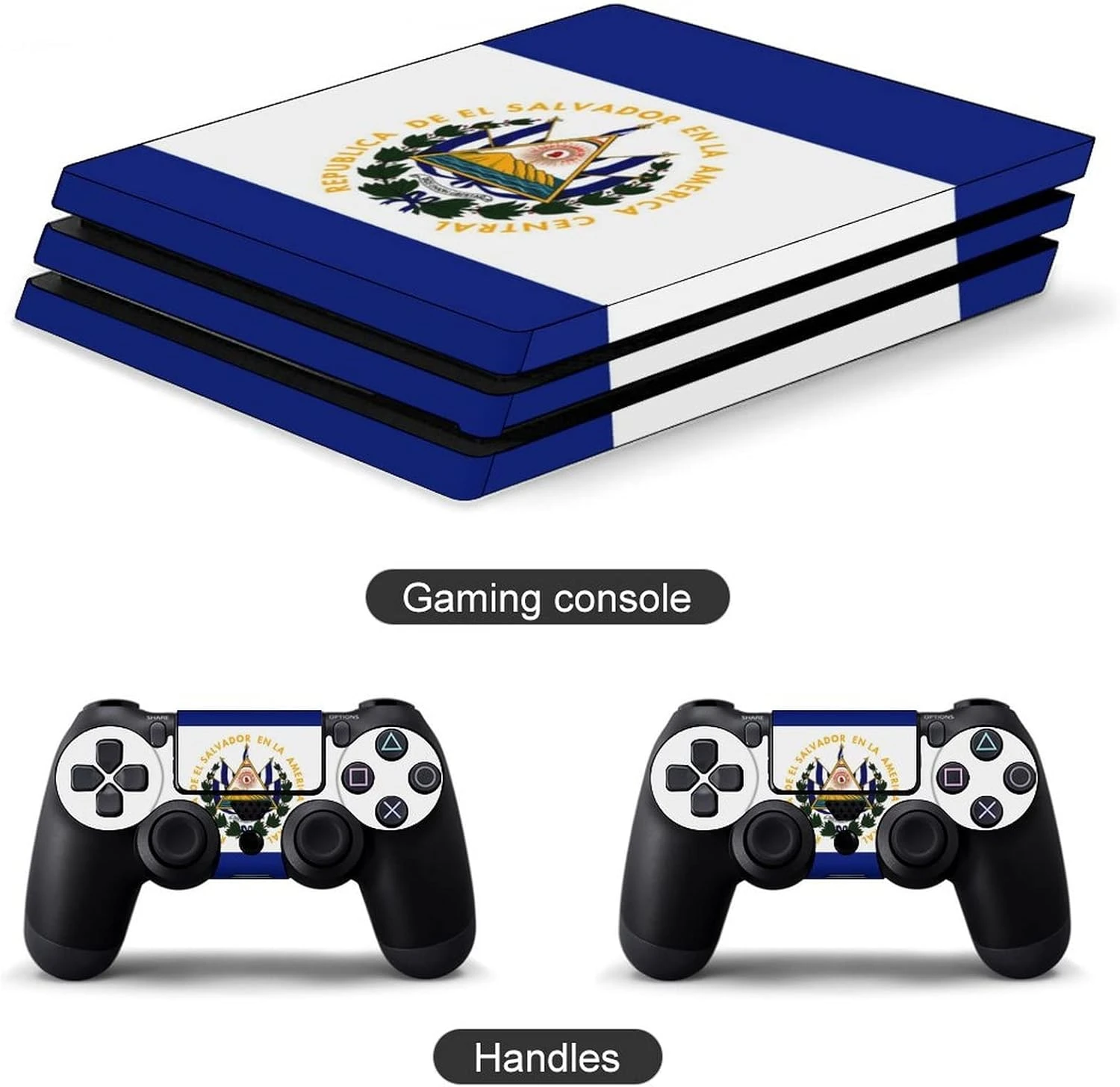 El Salvador Flag Sticker Skin For PS-4 Slim Console And Controller Full Wrap Skin Protector Cover Compatible With PS-4 Pro 3 El Salvador Flag Sticker Skin For PS-4 Slim Console And Controller Full Wrap Skin Protector Cover Compatible With PS-4 Pro - Image 3
