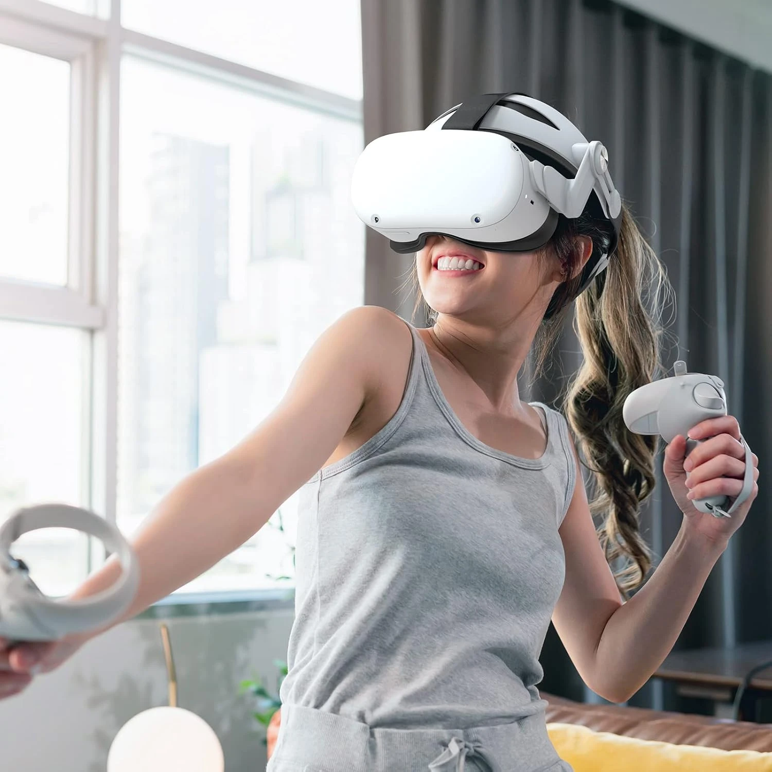 Head Strap Compatible With Oculus Quest 2, YOGES Super Soft Foam And Skin-Friendly PU Surface, Lightweight And Adjustable Accessories, Enhanced Support And Comfort In VR Headset 6 Head Strap Compatible With Oculus Quest 2, YOGES Super Soft Foam And Skin-Friendly PU Surface, Lightweight And Adjustable Accessories, Enhanced Support And Comfort In VR Headset - Image 6