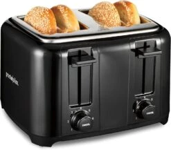 Proctor Silex 4 Slice Toaster With Extra Wide Slots For Bagels, Cool-Touch Walls, Shade Selector, Toast Boost, Auto Shut-off And Cancel Button, Black (24215PS)