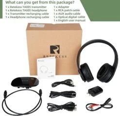 Retekess TA005 Wireless Headphones For TV Watching, TV Headphones Stereo With Transmitter, Support A/B Channel, AUX, RCA And Optical Input, Ideal For Seniors -Appliantrix Cheap Store 71rO3nuQgXL. AC SL1500